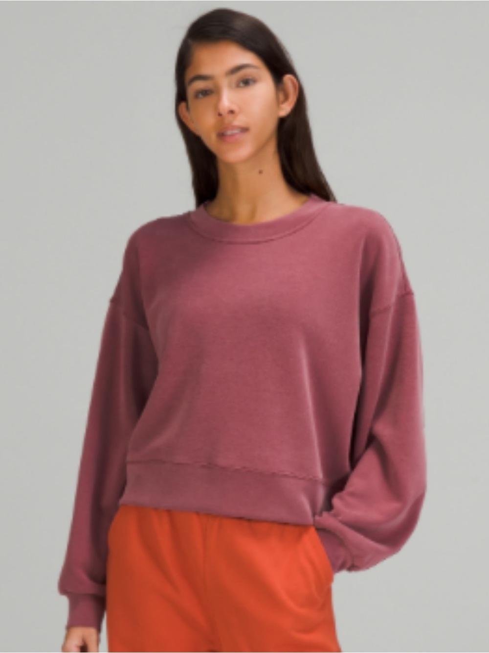 Lululemon Women's Softstreme Perfectly Oversized Cropped Crew in Mulled Wine